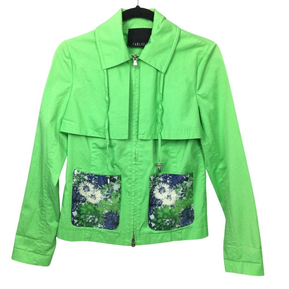 Carlisle Versatile Stylish Floral Patch Pockets Full Zip Waxed Cotton Jacket 2
